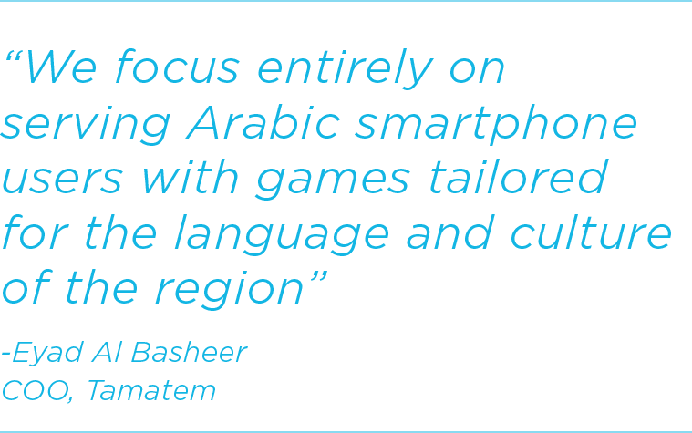We focus entirely on serving Arabic smartphone users with games tailored for the language and culture of the region
